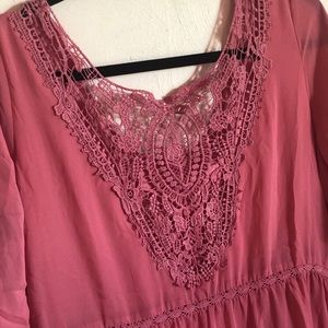 Lace back boho dress blush color size Medium NWT